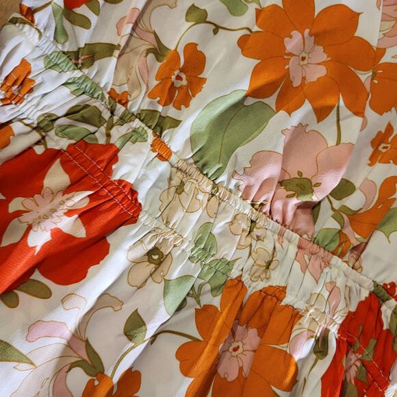 Entro Floral Mini Dress - Orange and Green - Picture 7 of 12